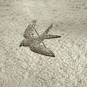Elegant Silver Bird Brooch